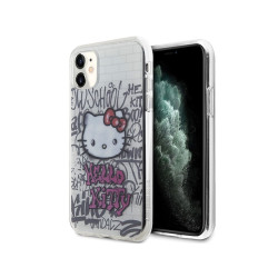 Hello Kitty iPhone 11/Xr white hardcase IML Kitty On Bricks Graffiti
