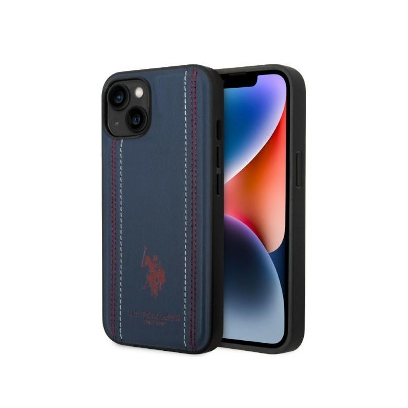 US Polo iPhone 14 Plus/15 Plus navy blue Leather Stitch US Polo iPhone 14 Plus/15 Plus navy blue Leather Stitch