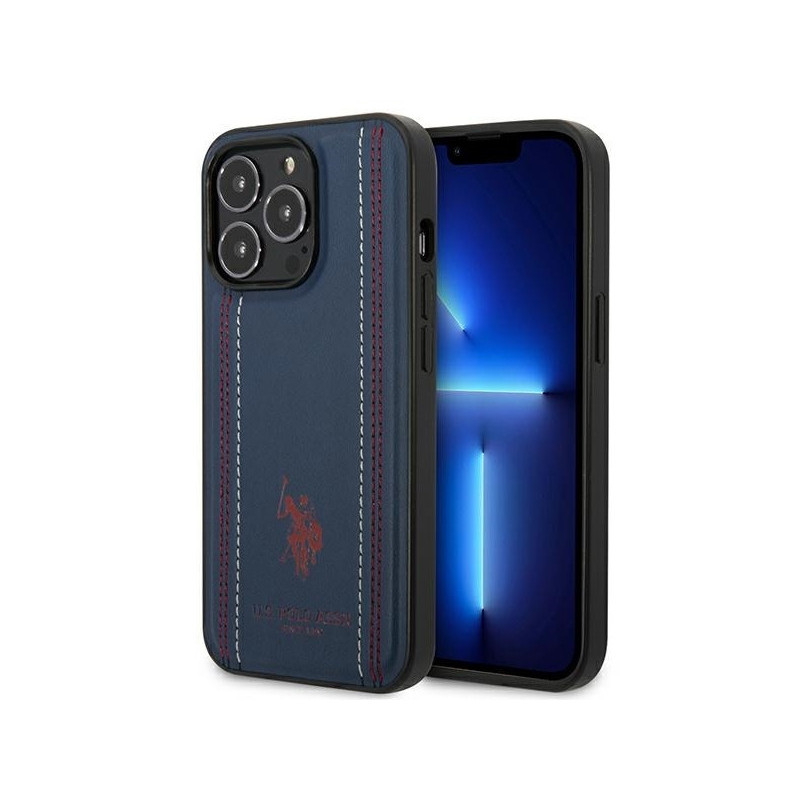 US Polo iPhone 14 Pro navy blue Leather Stitch US Polo iPhone 14 Pro navy blue Leather Stitch