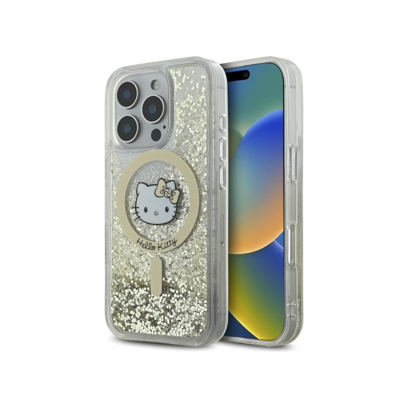 Hello Kitty iPhone 16 Pro white gold hardcase Liquid Glitter Fever M Hello Kitty iPhone 16 Pro white gold hardcase Liquid Glitter Fever M