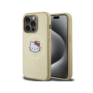 Hello Kitty iPhone 14 Pro Max Gold Hardcase Leather Kitty Head MagSafe