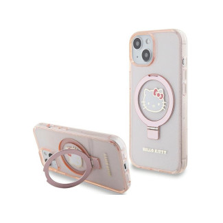 Hello Kitty iPhone 13/14/15 pink hardcase Ring Stand Glitter Electroplating