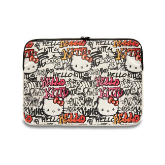 Hello Kitty Sleeve 14 beige Zip PU Tags Graffiti