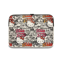 Hello Kitty Sleeve 14 beige Zip PU Tags Graffiti