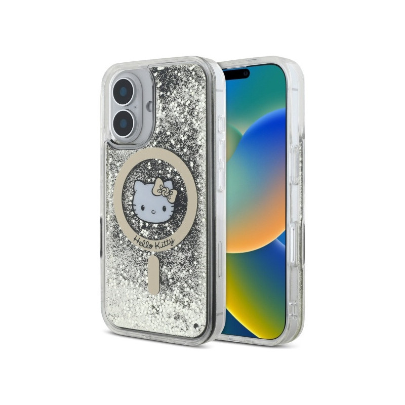 Hello Kitty iPhone 16 black gold hardcase Liquid Glitter Fever MagSafe Hello Kitty iPhone 16 black gold hardcase Liquid Glitter Fever MagSafe