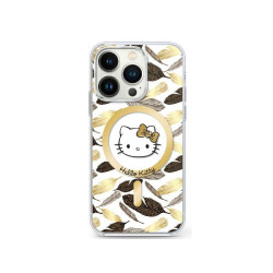 Hello Kitty iPhone 16 Pro Max white hardcase IML Golden Leaves MagSafe