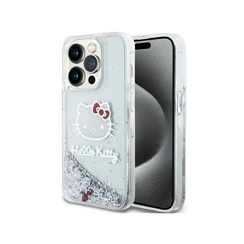 Hello Kitty iPhone 14 Pro silver hardcase Liquid Glitter Charms Kitty Hea Hello Kitty iPhone 14 Pro silver hardcase Liquid Glitter Charms Kitty Hea