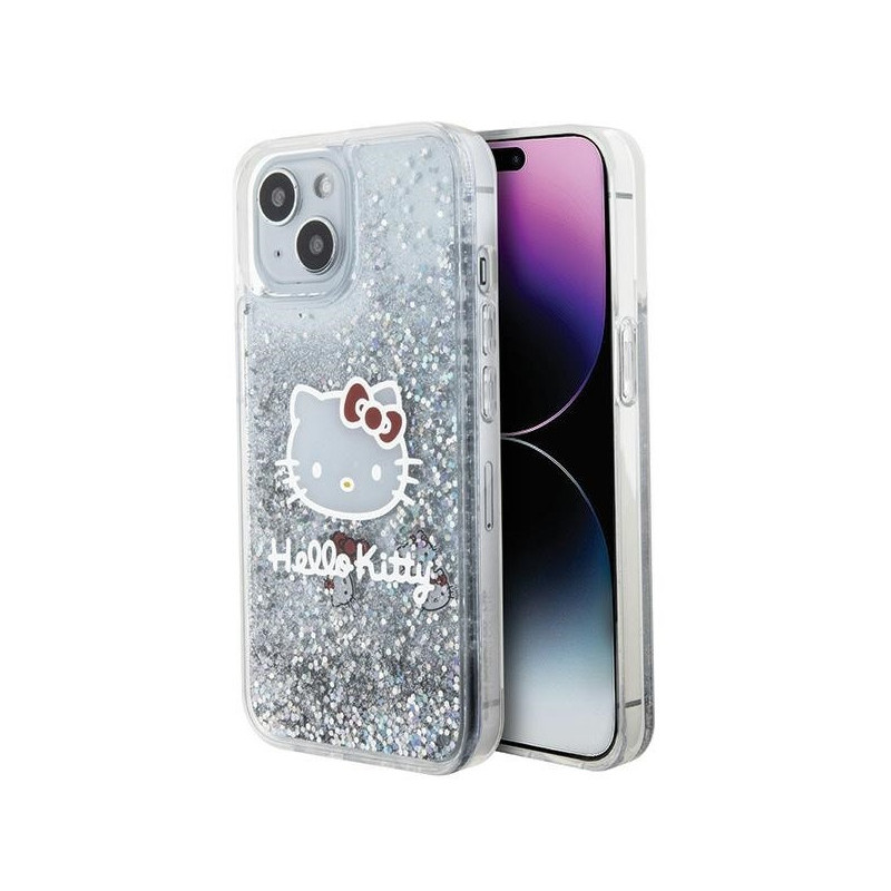 Hello Kitty iPhone 13/14/15 silver hardcase Liquid Glitter Charms Kit Hello Kitty iPhone 13/14/15 silver hardcase Liquid Glitter Charms Kit