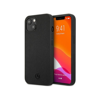 Mercedes iPhone 13 black hardcase Leather Meshed Metal Logo