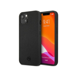 Mercedes iPhone 13 black hardcase Leather Meshed Metal Logo