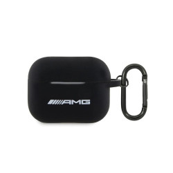 AMG Coque en silicone noir pour AirPods Pro 2 (2022/2023) avec logo blanc