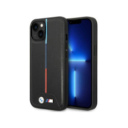 BMW iPhone 13/14/15 Coque Rigide Noire M Matelassée Tricolore