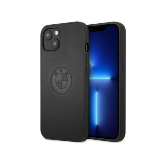 BMW iPhone 13/14/15 Coque Rigide Noire Cuir Embossé