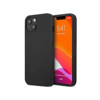 AMG Coque rigide noire pour iPhone 14 Plus/15 Plus cuir marqué à chaud