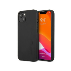 AMG Coque rigide noire pour iPhone 14 Plus/15 Plus cuir marqué à chaud