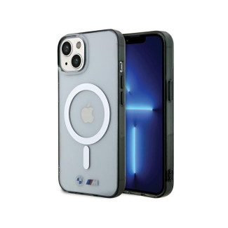 BMW Coque rigide transparente+anneau argenté pour iPhone 13/14/15 +MagSafe