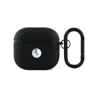 BMW AirPods 4 cover black Geniune Leather Silver Logo