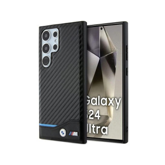 BMW Coque pour Samsung S24 Ultra S928 noire Cuir Carbone