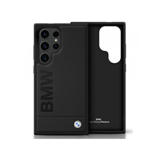 BMW Coque pour Samsung S25 Ultra noire Cuir Grande Marque Verbale
