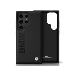 BMW Coque pour Samsung S25 Ultra noire Cuir Grande Marque Verbale