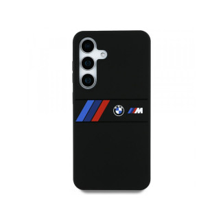 BMW Coque pour Samsung S25 Ultra noire Cuir Bande Tricolore MagSafe