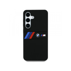 BMW Coque pour Samsung S25 Ultra noire Cuir Bande Tricolore MagSafe