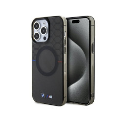 BMW Coque grise rigide à motif MagSafe pour iPhone 15 Pro Max