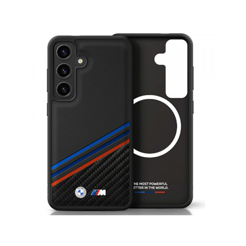 BMW Coque pour Samsung S25 noire Cuir Texturé et Lisse MagSafe BMW Coque pour Samsung S25 noire Cuir Texturé et Lisse MagSafe