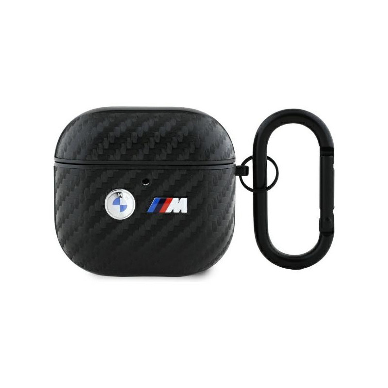 BMW AirPods 4 cover black Carbon Double Metal Logo