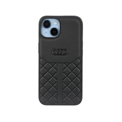 Audi Coque rigide noire pour iPhone 13/14/15 en cuir véritable