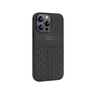 Audi Coque rigide noire pour iPhone 14 Pro Max en cuir véritable