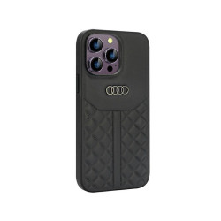 Audi Coque rigide noire pour iPhone 14 Pro Max en cuir véritable