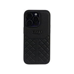 Audi Coque rigide noire pour iPhone 14 Pro en cuir véritable