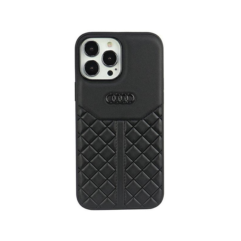 Audi Coque rigide noire pour iPhone 13 Pro Max en cuir véritable