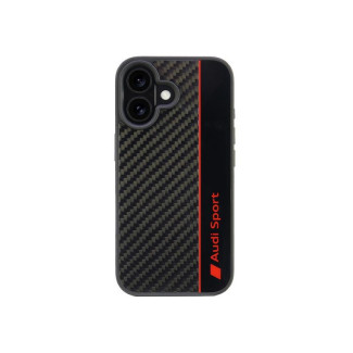 Audi Coque noire pour iPhone 16. bande en fibre de carbone