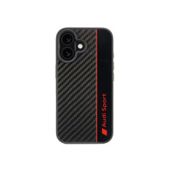 Audi Coque noire pour iPhone 16. bande en fibre de carbone