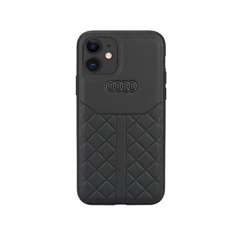 Audi Coque rigide noire pour iPhone 11/XR en cuir véritable