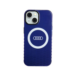 Audi Coque rigide bleu marine pour iPhone 13/14/15. grand logo IML. MagSafe