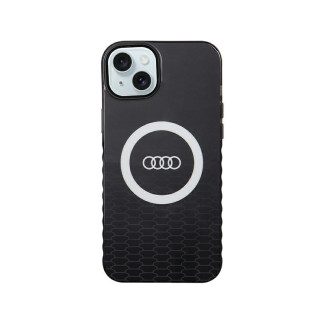 Audi Coque rigide noire pour iPhone 14 Plus/15 Plus grand logo IML. MagSafe