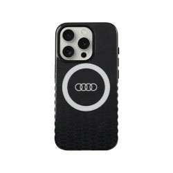 Audi Coque noire pour iPhone 15 Pro. logo IML. MagSafe