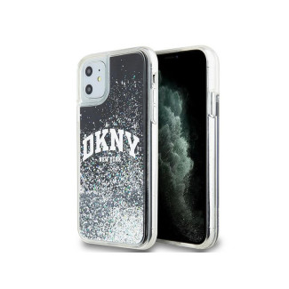 DKNY Coque rigide noire iPhone 11 / XR paillettes liquides grand logo