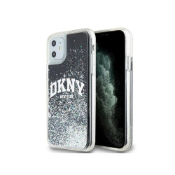 DKNY Coque rigide noire iPhone 11 / XR paillettes liquides grand logo