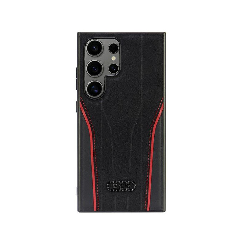 Audi Coque noire-rouge pour Samsung Galaxy S24 Ultra en cuir. MagSafe Audi Coque noire-rouge pour Samsung Galaxy S24 Ultra en cuir. MagSafe