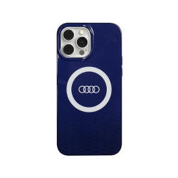 Audi Coque rigide bleu marine pour iPhone 13 Pro Max. grand logo. MagSafe