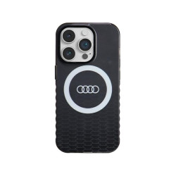 Audi Coque rigide noire pour iPhone 14 Pro. grand logo IML. MagSafe