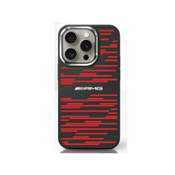 AMG Coque noire pour iPhone 16 en silicone. graphique. MagSafe