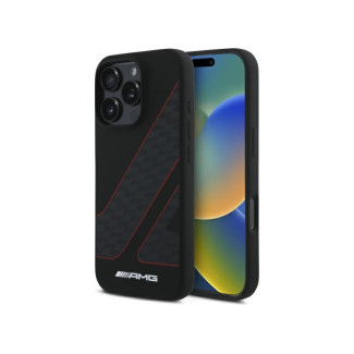 AMG Coque noire pour iPhone 16 Pro. motif damier. MagSafe