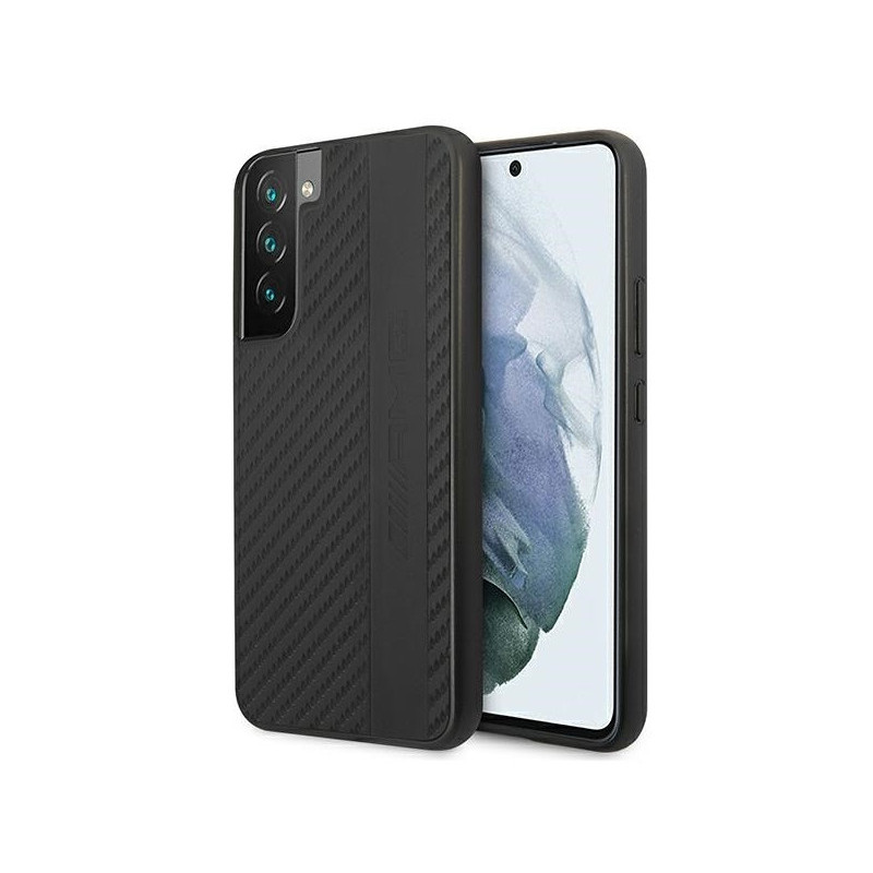 AMG Coque carbone noire pour Samsung Galaxy S22+ S906 rayures + embossage AMG Coque carbone noire pour Samsung Galaxy S22+ S906 rayures + embossage