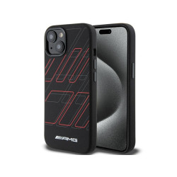 AMG Coque rigide noire pour iPhone 14 Plus/15 Plus silicone motif losanges