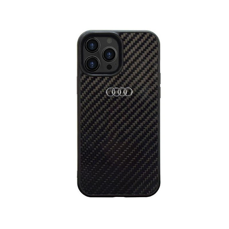 Audi Coque rigide noire pour iPhone 14 Pro. fibre de carbone